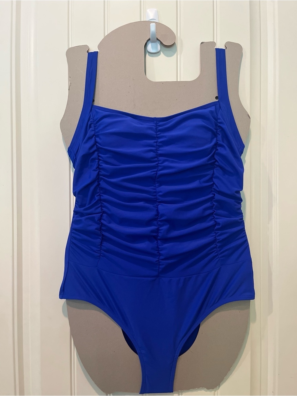 Royal Blue Large Ruched One-Piece Swimsuit NWOT Summer Beach Pool Cruise Resort